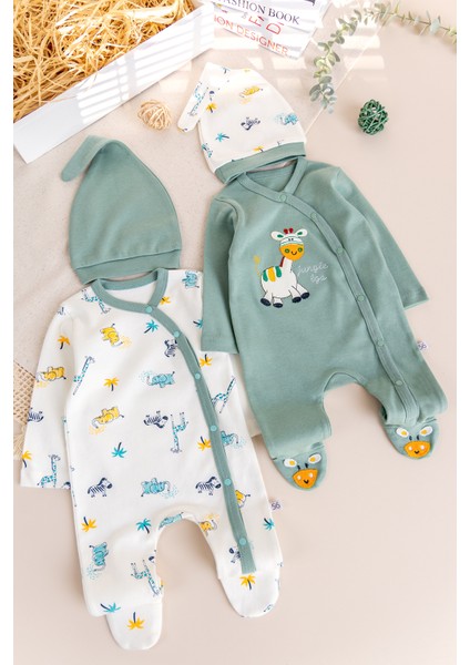 Zürafa Desenli Uzun Kollu 2'li Bebek Tulum Seti – Yumuşak ve Rahat Kumaş, Yeni Doğan ve Bebekler İçin