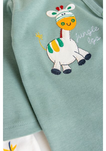 Zürafa Desenli Uzun Kollu 2'li Bebek Tulum Seti – Yumuşak ve Rahat Kumaş, Yeni Doğan ve Bebekler İçin