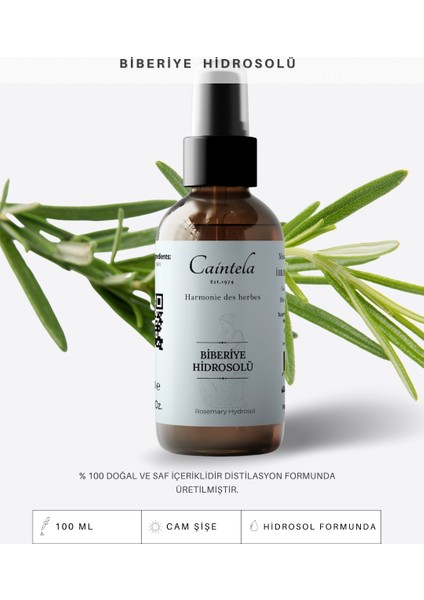 Biberiye Suyu 100 ml - Saç Dökülmesi Önleyici, Saç Güçlendirici Özellikli %100 Doğal ve Saf Hidrosol