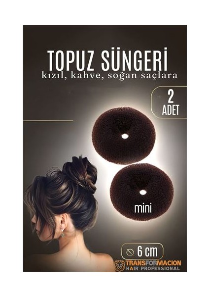 Hsnet Kahve Mini Saç Topuz Süngeri 2 Adet 6 cm Çap 2.5 cm Kalınlık