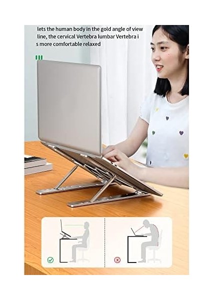 Notebook Standı 2in1 Katlanabilir Taşınabilir Folding Alüminyum Dizüstü Bilgisayar Standı Telefon Standlı 13 Kademeli modelleri