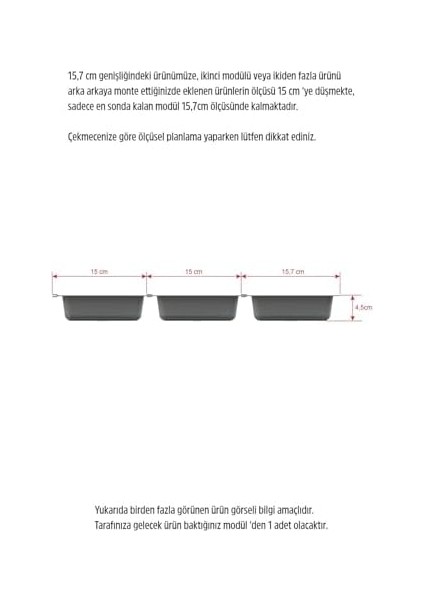 Mutfak Çekmece Içi Tek Bölmeli Kepçelik-Kaşıklık 16CMX48CM(BOYDAN 4cm Kesilebilir) modelleri