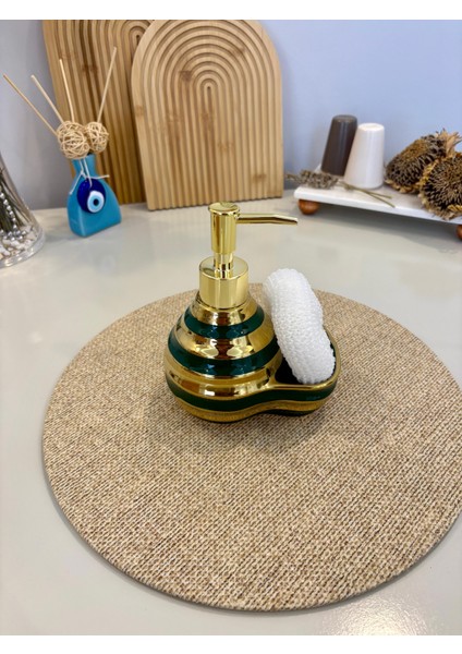 Çok Şık Seramik Standlı Sıvı Sabunluk & Deterjanlık - Luxury - Sünger Hazneli Tezgah Üstü Banyo, Mutfak, Lavabo modelleri