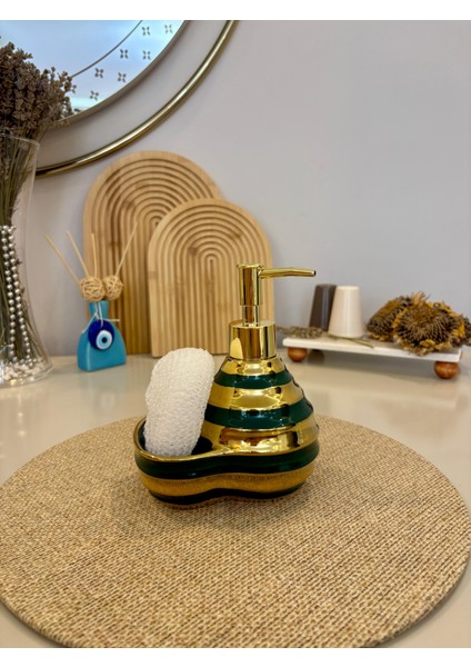 Çok Şık Seramik Standlı Sıvı Sabunluk & Deterjanlık - Luxury - Sünger Hazneli Tezgah Üstü Banyo, Mutfak, Lavabo fırsatları