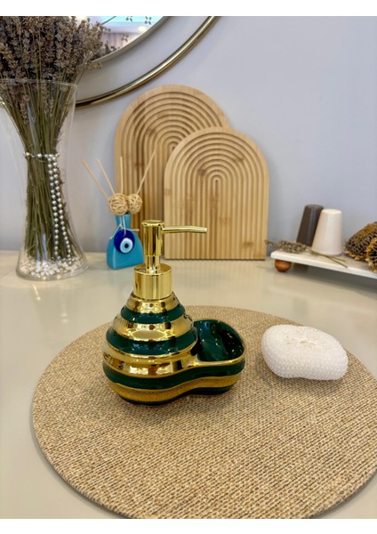 Çok Şık Seramik Standlı Sıvı Sabunluk & Deterjanlık - Luxury - Sünger Hazneli Tezgah Üstü Banyo, Mutfak, Lavabo indirimleri