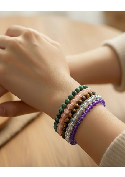 DOĞALTAŞ PEMBE KUVARS ,KAPLAN GÖZÜ ,KRİSTAL KUVARS ,AMETİST, ANYOLİT DOĞALTAŞLAR ,YENİ BAŞLANGIÇLAR BİLEKLİK SETİ