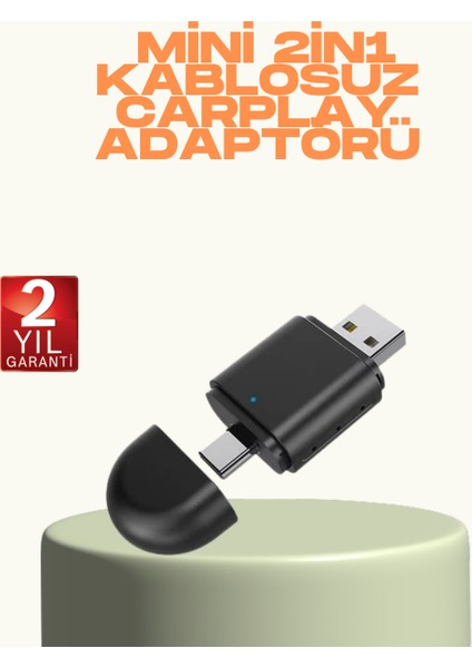 Kablosuz Carplay ve Android Auto Adaptörü – Usb-A & Type-C Girişli Akıllı Dö - BI001V-4YWXL
