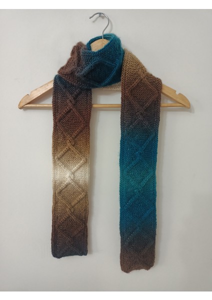 Renk Geçişli Ince Örgü Atkı El Örgüsü Akrilik Ombre Şal