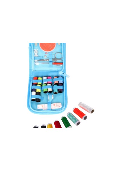 Iplik Set Fermuarlı Plastik Dikiş Seti Mavi