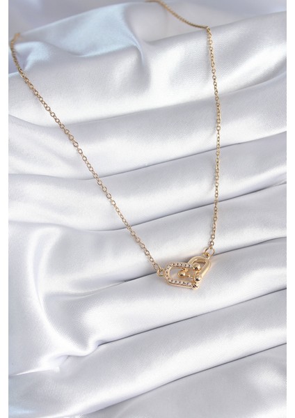 316L Çelik Gold Renk Zirkon Taşlı Tiffany Model Kadın Kolye - TJ-BKO8252 fiyatları