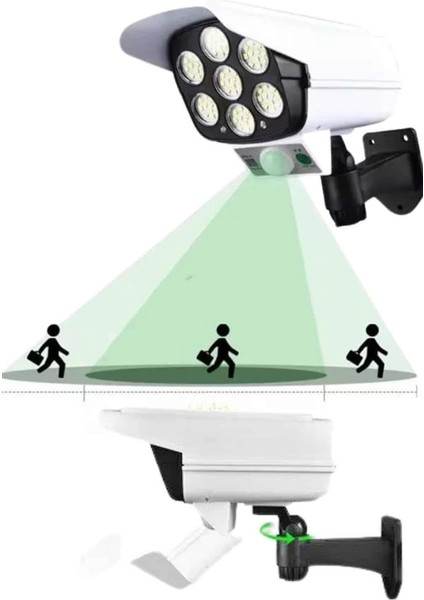 Solar Lamba Kamera Görünümlü Duvar Lambası Dönebilen Bahçe Aydınlatması modelleri