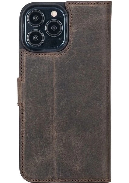 Apple iPhone 13 Pro Max Uyumlu Deri Cüzdanlı Kılıf Acı Kahve modelleri