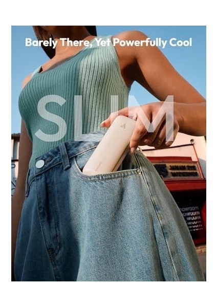 Ince Taşınabilir Fan, Ince El Fan, USB Şarj Edilebilir Mini Kişisel [24H Maksimum Soğutma Süresi], Seyahat Için Akülü Küçük Katlanabilir Cep, Yaz, Kadınlar, Kızlar Için Hediyeler -Bej