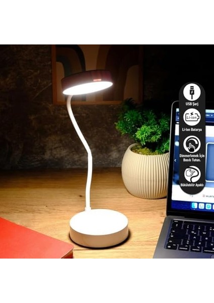 3 Mod Işıklı Masa Lambası, Akrobat Masaüstü Çalışma Lambası, USB Şarjlı 3 Aydınlatma Modlu Kitap Okuma, Ders Çalışma Ayarlanabilir Yükseklikli Lamba fiyatları