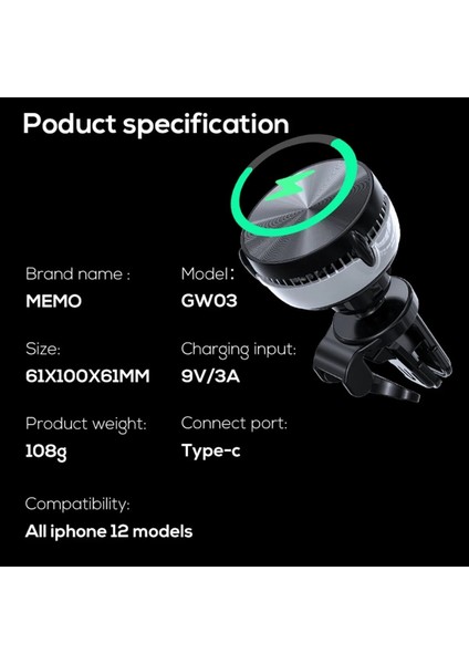 Memo GW03 Magsafe Araç TUTUCU-(5796) - BI001V-4YISN8 indirimleri