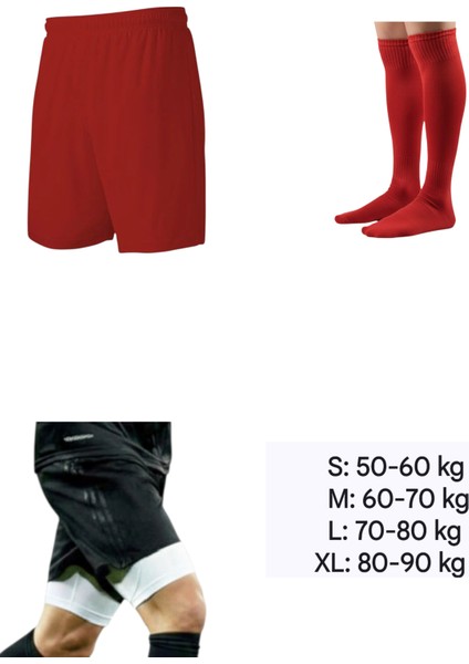 Erkek Futbol Antrenman Bağcıklı Şort + Tozluk + Tayt