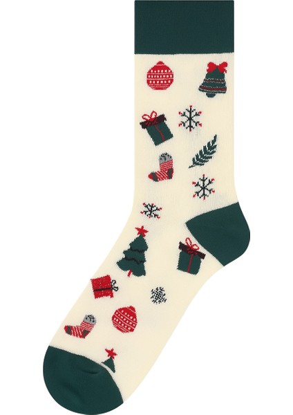 4'lü Neşeli Yılbaşı Çorap Seti Noel Zencefilli Kurabiye ve Çam Ağacı Desenli Pamuk Çoraplar indirimleri