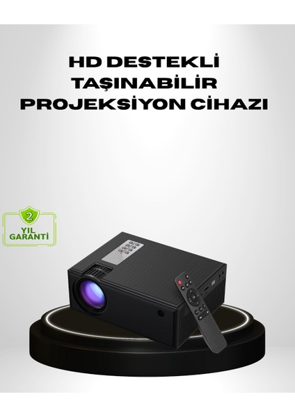 1080P Full Hd Taşınabilir Projeksiyon Cihazı LED Işıklı Uzaktan Kumandalı - BI001V-4YTZS1