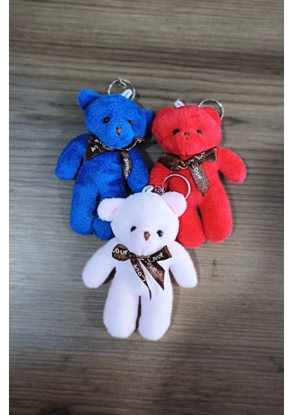 Peluş Ayıcık Anahtarlık ve Çanta Süsü Hediyelik (12CM Boy) 3 Adet
