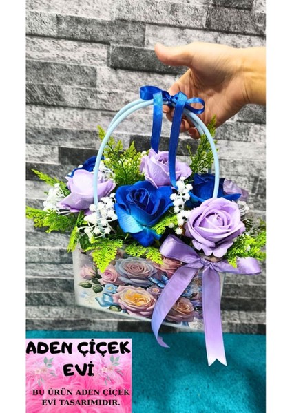 Hediyelik Kadife Gül Sepeti Özel Tasarım Gül Aranjmanı Sevgiliye Eşe Özel Gün Hediyesi