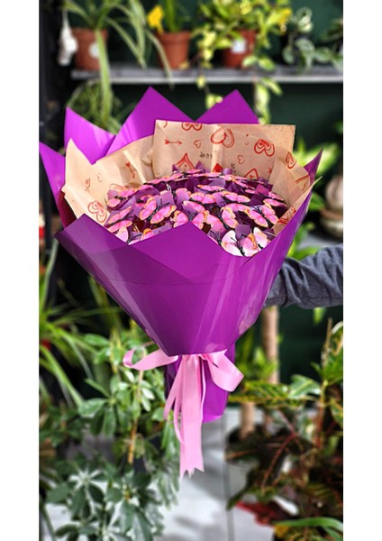 Kelebek Buketi Işıklı (Pvc) Kelebek Özel Gün Hediyesi Sevdiklerinize Özel