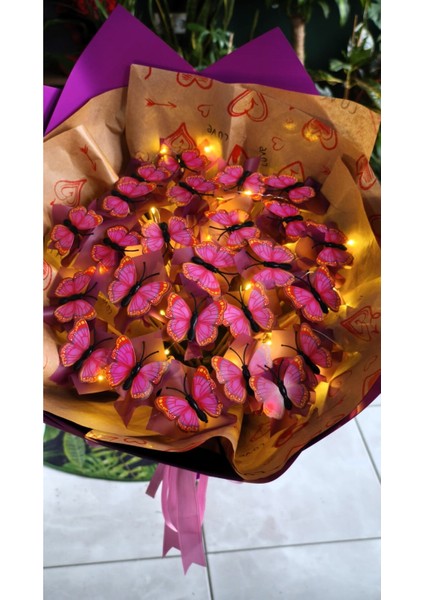 Kelebek Buketi Işıklı (Pvc) Kelebek Özel Gün Hediyesi Sevdiklerinize Özel fırsatları
