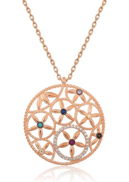 ​​​925 Ayar Gümüş Yaşam Çiçeği Kadın Gümüş Kolye T4597 (972972)