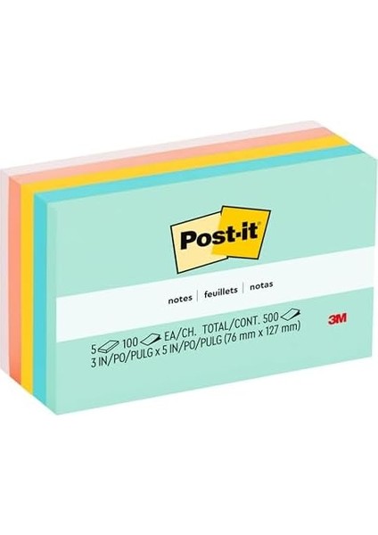 Notlar, 7,6 x 12,7 Cm, 5 Blok, Amerika&apos;n N No. 1 Favorite Sticky Notes, Marseille Koleksiyonu, Pastel Renkler (Pembe, Nane, Sar), Geri D N T R Lebilir (655-AST)