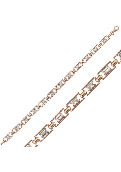 925 Ayar Gümüş Rose Baget Su Yolu Bileklik T6370 (972972)