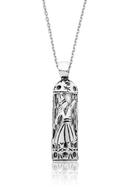 925 Ayar Gümüş Semazen Cevşen Dualı Kadın Gümüş Kolye T6168 (972972)