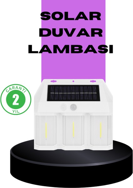 3 In 1 Solar Duvar Lambası – IP65 Su Geçirmez Hareket Sensörlü - ME001W-51KY76