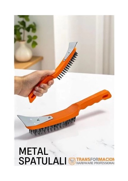 Metal Spatulalı Tel Fırça - Kazıma Fırçası