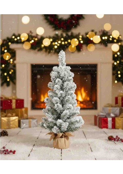 60 cm Lüks Beyaz Karlı Yapay Yılbaşı Ağacı - Kış Temalı Dekorasyon