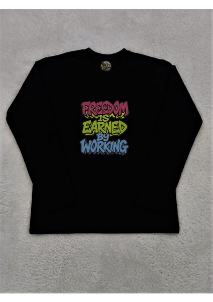 Renkli Slogan Baskılı Pamuklu Unisex Uzun Kollu Çocuk T-Shirt (Sweatshirt) modelleri