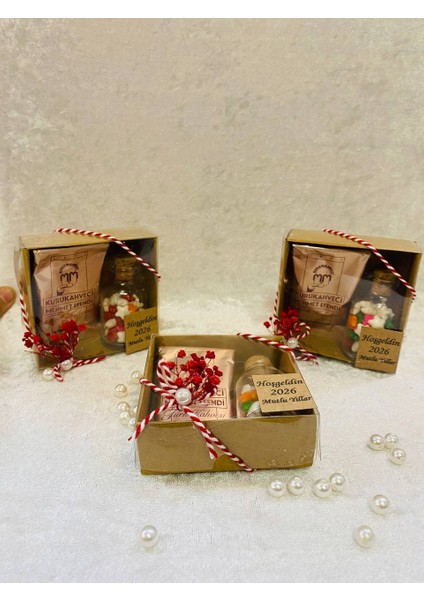 Hoşgeldin 2026 Yeni Yıl Yılbaşı Hediyesi, Kahve ve Cam Şişe Şeker Seti indirimleri