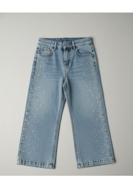 Kız Çocuk Serpme Taşlı Kot Pantolon fiyatları