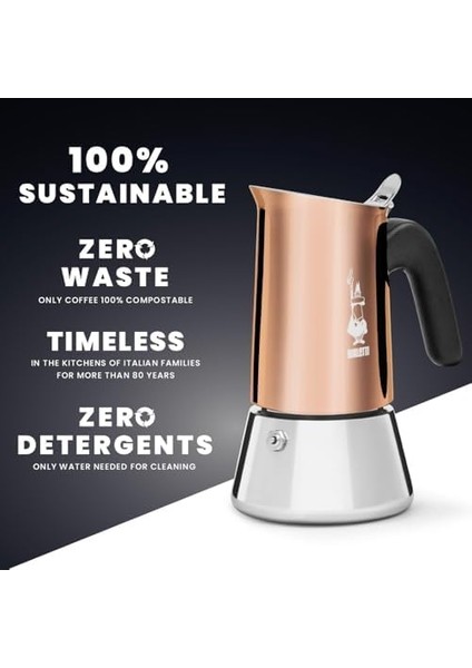 - Venus: 6 Cups Ocak Üstü Espresso Pişirici - 235ML - Kahverengi, Gümüş Renk - Paslanmaz Çelik Gövde - Patentli Güvenlik Valfi - Tüm Ocak Türleri Için Uygundur (Indüksiyon Dahil) modelleri