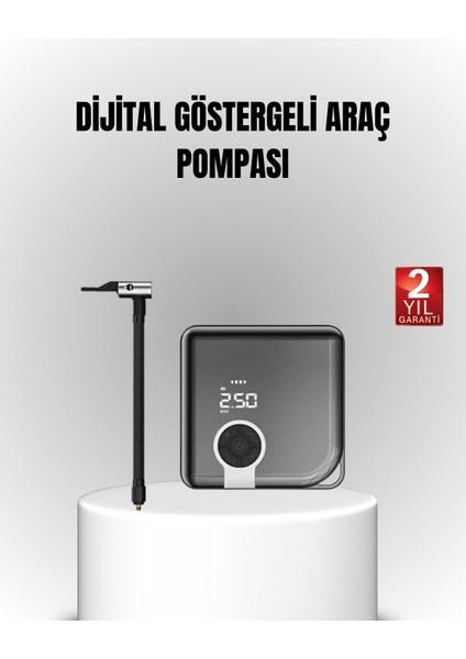 6000MAH Bataryalı Type-C Şarjlı Mini Hava Kompresörü LED Işıklı - ME001W-51UTZ9