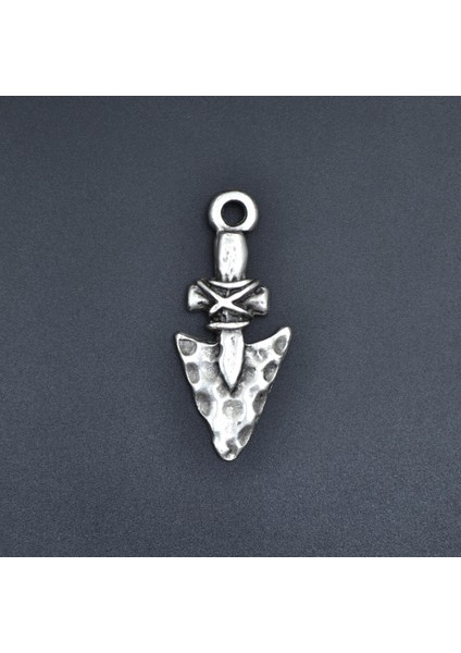 Antik Ok Ucu Gümüş Kaplama Kolye Ucu