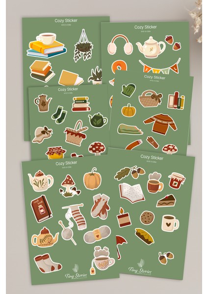 Cozy Temalı Sticker Seti - 6 Adet / Ajanda, Defter,bullet Journal,scrapbook