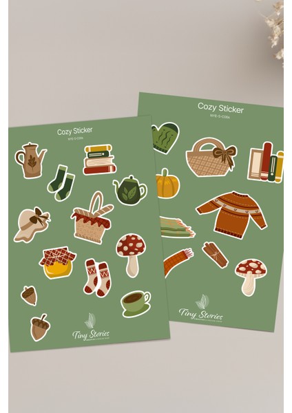 Cozy Temalı Sticker Seti - 6 Adet / Ajanda, Defter,bullet Journal,scrapbook modelleri