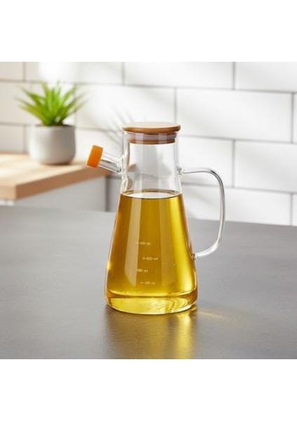 Borosilikat Cam Yağlık - Bambu Kapaklı ve Ölçü Çizgili Sirkelik | Damlatmaz Ağızlı, Dayanıklı, Kurşunsuz Yağdanlık (900 Ml) modelleri