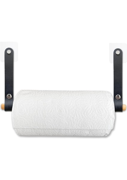 Yapışkanlı Ahşap & Deri Tuvalet Kağıtlığı | Banyo Kağıt Havluluk, Havlu Peçetelik | Wc Kağıtlık, Dolap Altı Kağıt Havlu Askısı (Siyah, Kağıt Havluluk) fiyatları