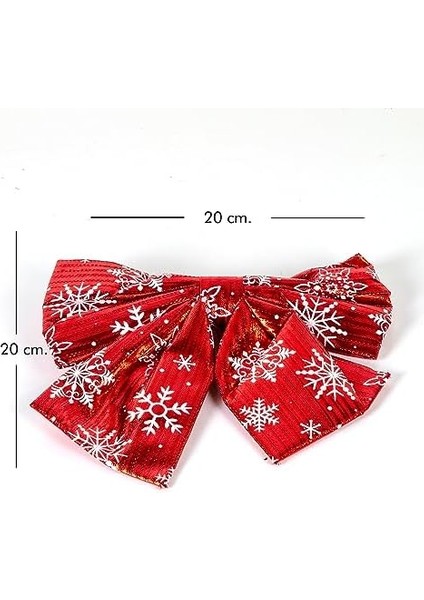 Yılbaşı Süsü Askılı Dolgulu Fiyonk Kırmızı 20X20 Cm.