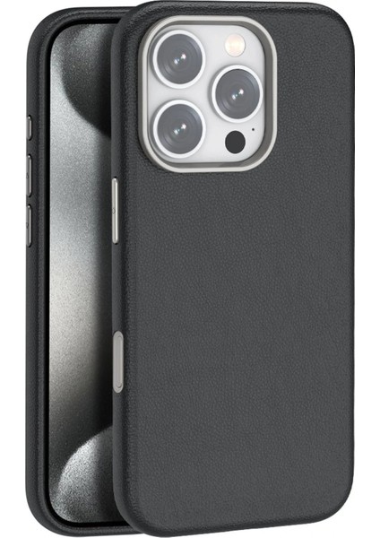 iPhone 16 Pro Max Wonder Deri Magsafe Kapak - Siyah