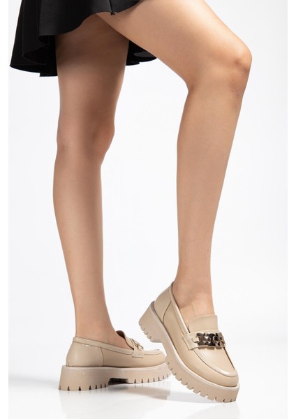 Kadın Casual Günlük Ayakkabı Bej Suni Deri Aksesuarlı Hafif Taban fiyatları