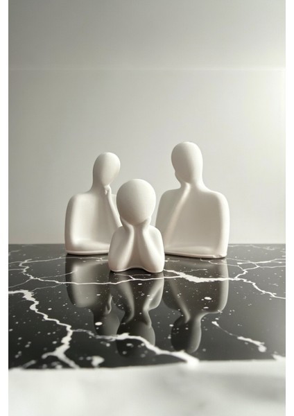 Minimalist Soyut Insan Figürü Dekor Seti 3’lü Aile Modern Ev Ofis Süs Eşyası, Dekorasyon Objeleri 8x6 cm