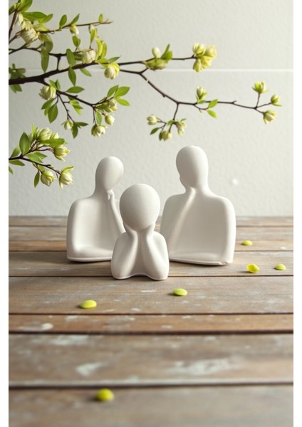 Minimalist Soyut Insan Figürü Dekor Seti 3’lü Aile Modern Ev Ofis Süs Eşyası, Dekorasyon Objeleri 8x6 cm modelleri