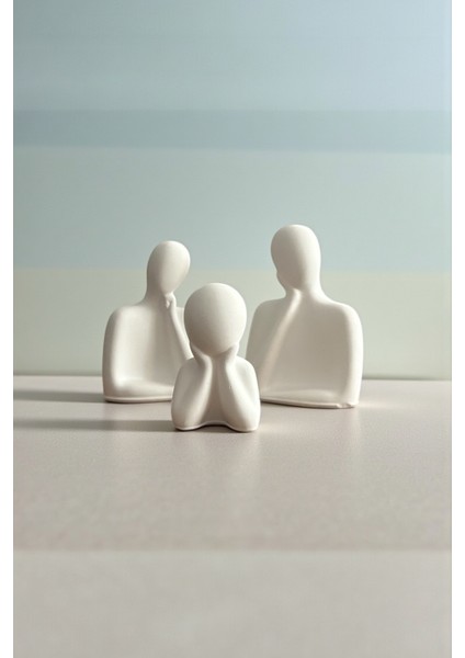 Minimalist Soyut Insan Figürü Dekor Seti 3’lü Aile Modern Ev Ofis Süs Eşyası, Dekorasyon Objeleri 8x6 cm