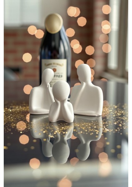 Minimalist Soyut Insan Figürü Dekor Seti 3’lü Aile Modern Ev Ofis Süs Eşyası, Dekorasyon Objeleri 8x6 cm